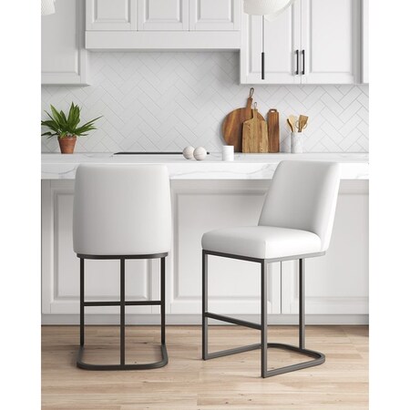 Manhattan Comfort Serena Counter Stool in White, 2PK 2-CS017-WH